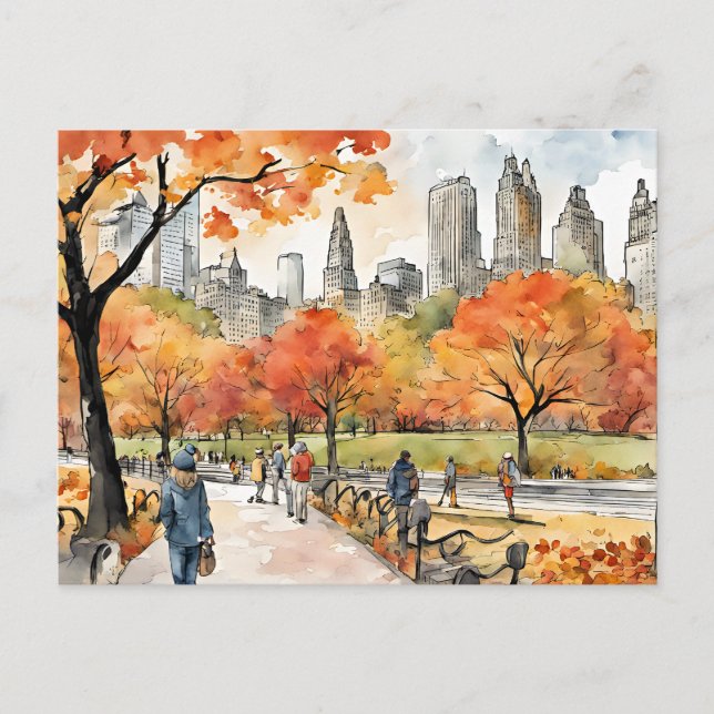 Cartão Postal Central Park, aquarelas, geradas pelo AI, (Frente)