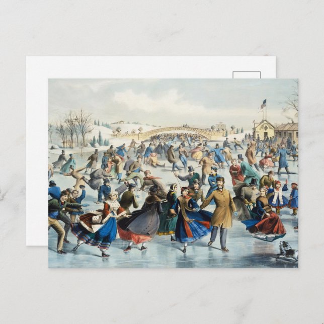 Cartão Postal Central Park, Winter The Skating Pond (Frente/Verso)