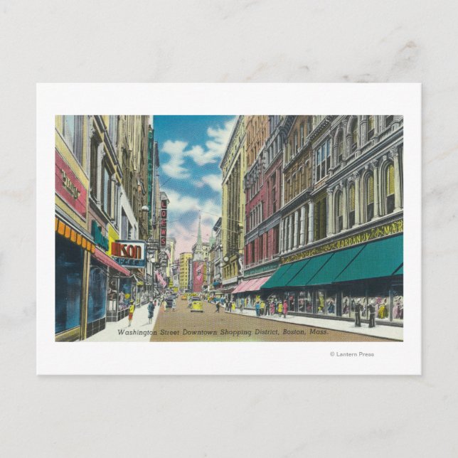 Cartão Postal CENTRO da rua WA Comprando a cena distrital (Frente)