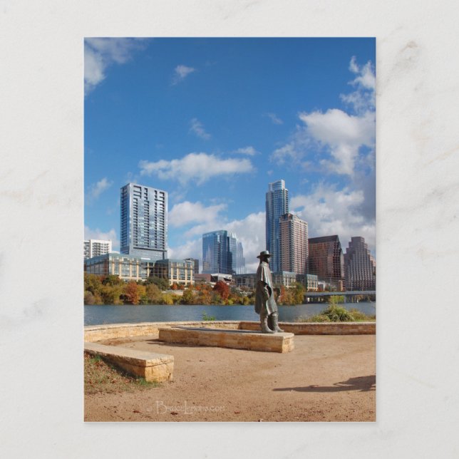 Cartão Postal Centro de Austin Texas Skyline - Lago Ladybird (Frente)