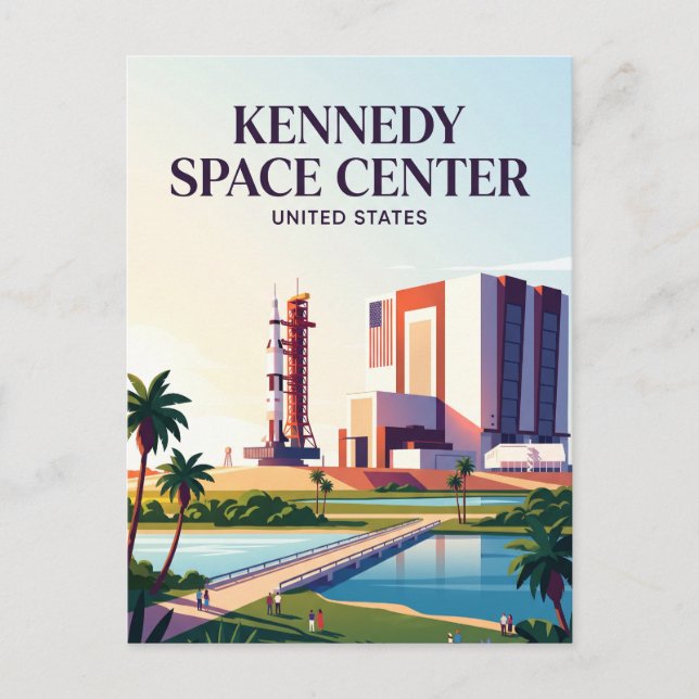 Cartão Postal Centro Espacial Kennedy Flórida (Frente)