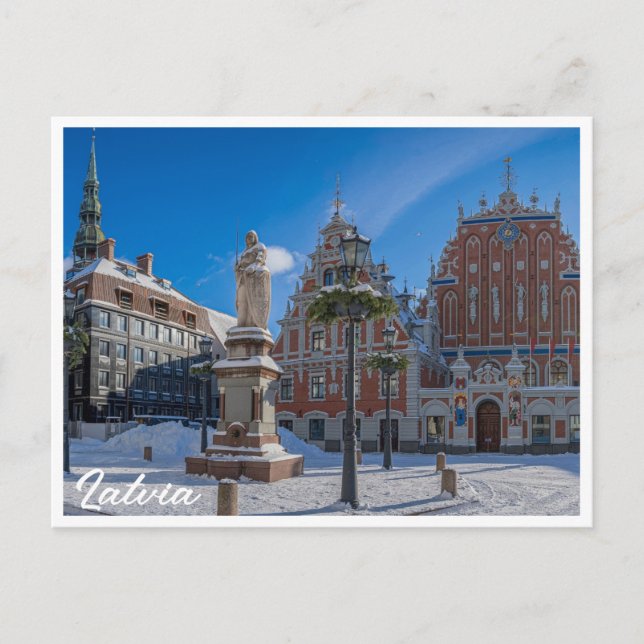 Cartão Postal Centro histórico da cidade em Riga, Letônia (Frente)