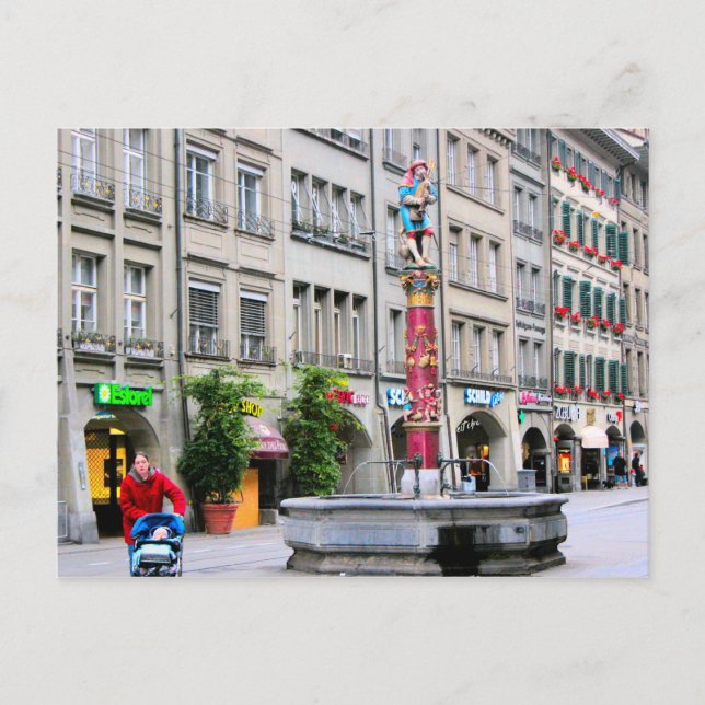 Cartão Postal centro histórico de Berna - fonte medieval (Frente)