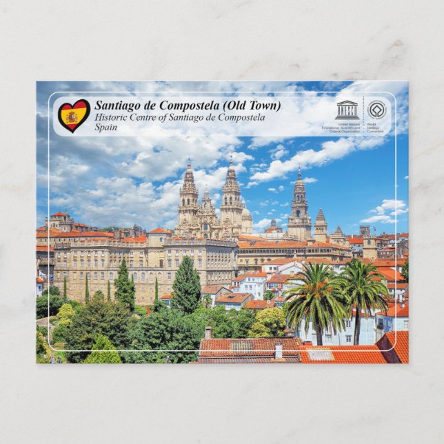 Cartão Postal Centro Histórico de Santiago de Compostela da UNES (Frente)