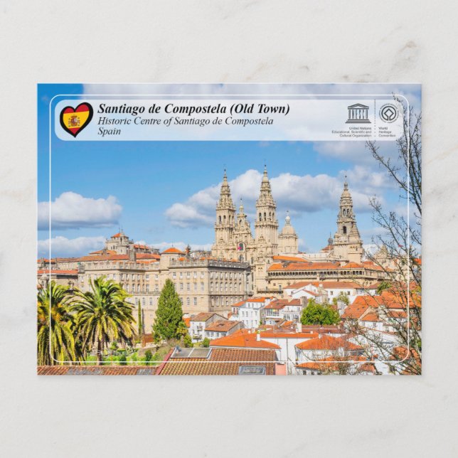 Cartão Postal Centro Histórico de Santiago de Compostela da UNES (Frente)