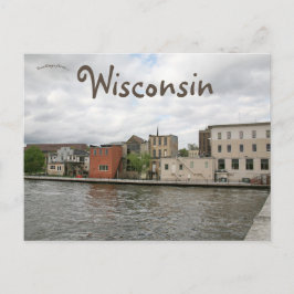 Cartão Postal Centro Janesville e Rock River Wisconsin