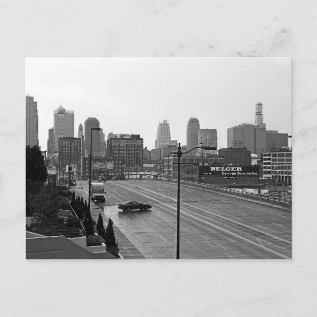 Cartão Postal Centro Kansas City Skyline-Black and White Photo (Frente)