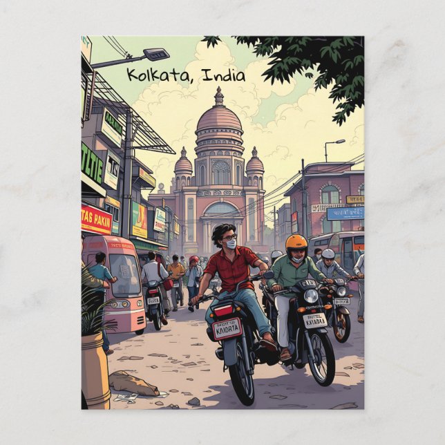 Cartão Postal Centro Motor Bikes em Kolkata, Índia (Frente)