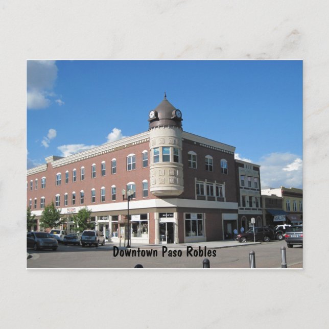 Cartão Postal Centro Paso Robles da Torre de Relógio (Frente)