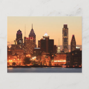 Cartão Postal Centro Philadelphia, Pensilvânia ao pôr do sol