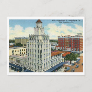 Cartão Postal Centro, Ruas. Petersburgo, FL Vintage