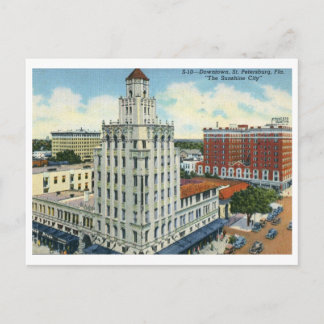 Cartão Postal Centro, Ruas. Petersburgo, FL Vintage