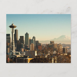 Cartão Postal Centro Seattle horizonte e Agulha espacial