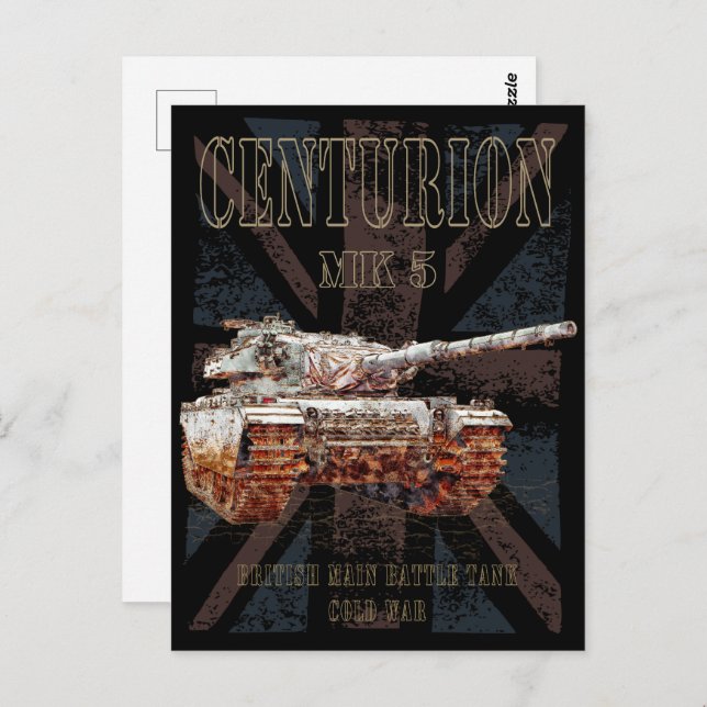 Cartão Postal Centurion MK 5 MBT. Tanque de Batalha Principal Br (Frente/Verso)