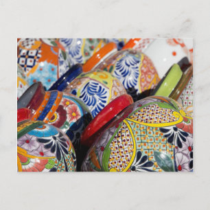 Cartão Postal Cerâmica colorida tradicional mexicana pintada man