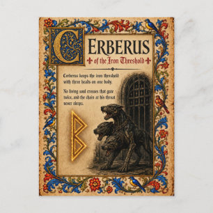 Cartão Postal Cérbero, Arte do Bestiário Medieval