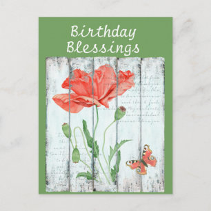 Cartão Postal Cerca Branca Rústica Floral Inspirational Aniversá
