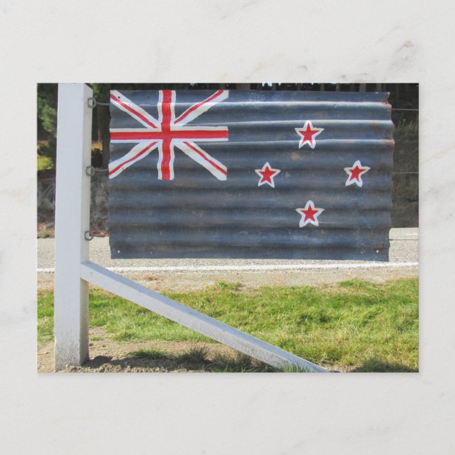 Cartão Postal cerca da bandeira da nova zelândia (Frente)