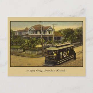Cartão Postal Cerca de 1900 vintage, cena da rua Honolulu