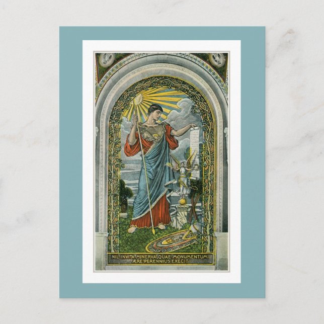 Cartão Postal cerca de 1910, Minerva Mosaico na Biblioteca do Co (Frente)