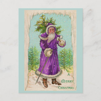 Cartão Postal cerca de 1910 Papai Noel em robe roxo