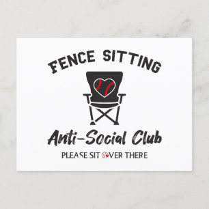 Cartão Postal Cerca Engraçada Sentada Anti-Social Club Baseball