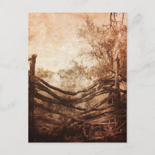 Cartão Postal Cerca rústica da fazenda da paisagem rural da