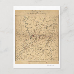 Cartão Postal Cerco de Vicksburg - Mapa Panorâmico da Guerra Ci