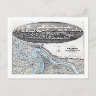 Cartão Postal Cerco de Vicksburg - Mapa Panorâmico da Guerra Ci
