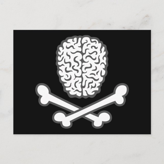 Cartão Postal Cérebro e Crossbones (Frente)