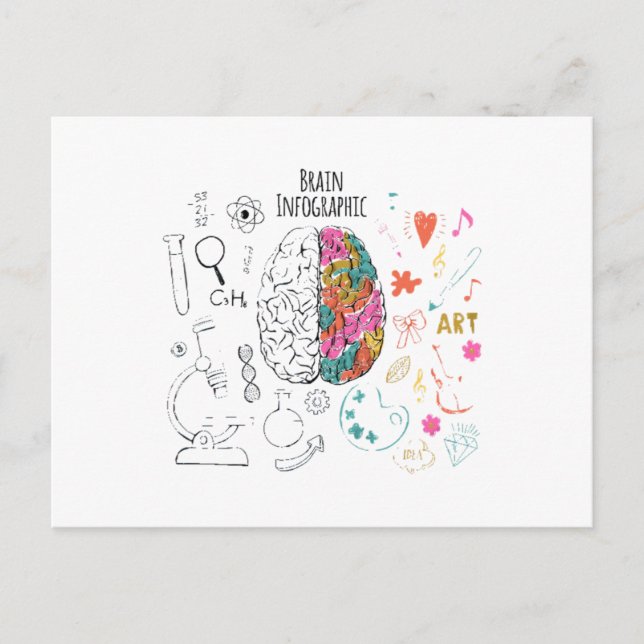 Cartão Postal Cérebro Infográfico (Frente)