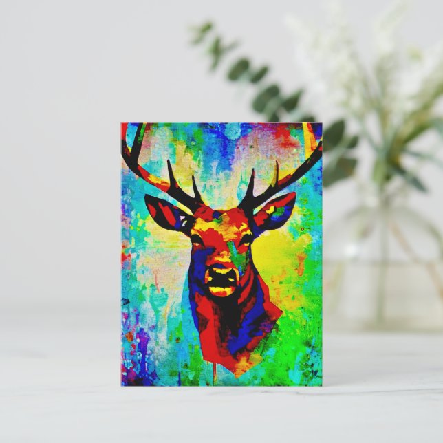 Cartão Postal  cerf majestueux - Proud stag (Em pé/Frente)