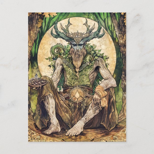Cartão Postal Cernunnos Celtic Chorou Deus da Natureza (Frente)