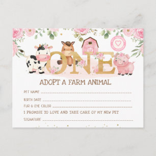 Cartão Postal Certificado de Adoção de Animal de Fazenda no 1º A