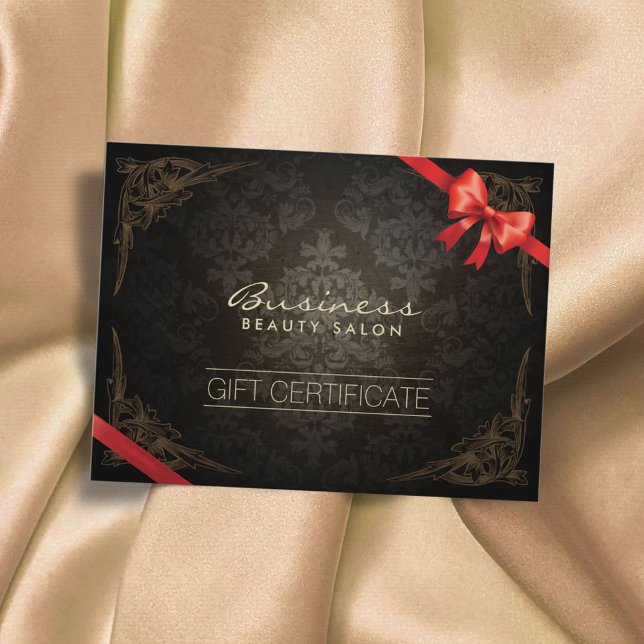 Cartão Postal Certificado de Presente de Fita Vermelha de Damasc (Criador carregado)