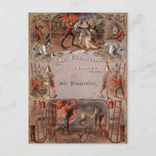 Cartão Postal Certificado do Vintage Fireman