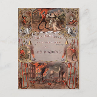 Cartão Postal Certificado do Vintage Fireman