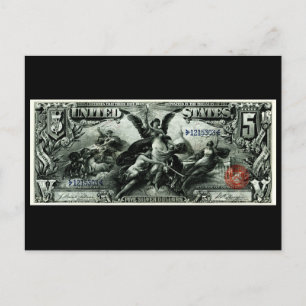 Cartão Postal Certificado US de prata de cinco dólares de 1896