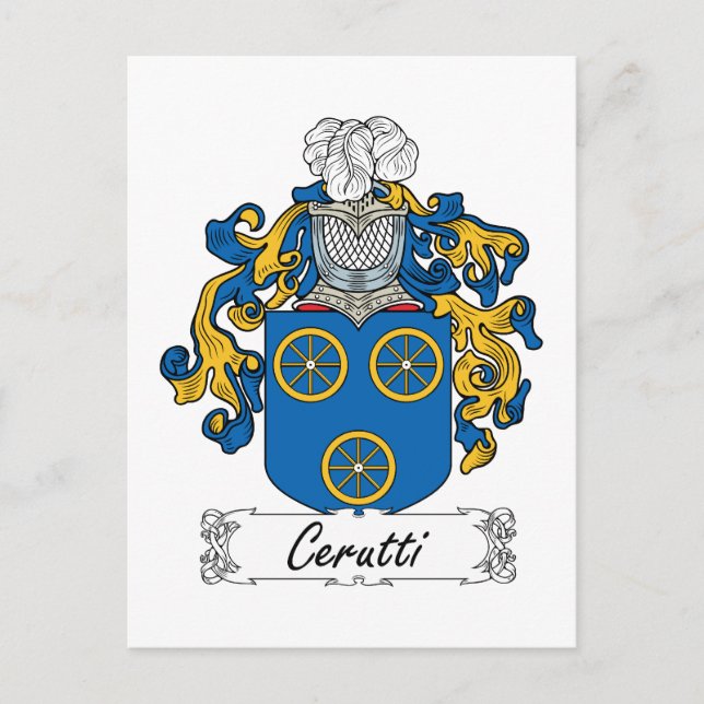 Cartão Postal Cerutti Family Crest (Frente)