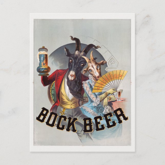 Cartão Postal Cerveja Bock EUA Cartaz Antigo 1883 (Frente)