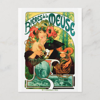 Cartão Postal Cerveja do Meuse Alphonse Mucha Fine Art