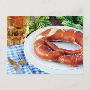 Cartão Postal Cerveja e Pretzel. Oktoberfest