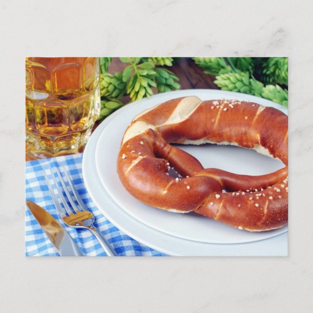 Cartão Postal Cerveja e Pretzel. Oktoberfest (Frente)
