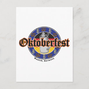 Cartão Postal Cerveja Oktoberfest e Pretzels