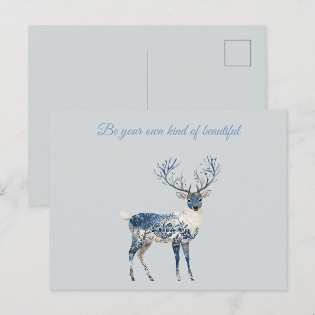 Cartão Postal Cervo Chic Azul Branco (Frente/Verso)