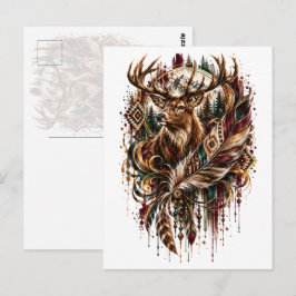 Cartão Postal Cervo Tribal Boho, Sonhando com Cervo