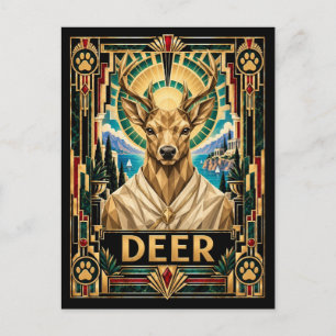 Cartão Postal Cervo, Vida Selvagem Art Déco