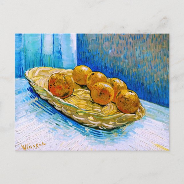 Cartão Postal Cesta com seis Laranjas Van Gogh de Bela Arte (Frente)