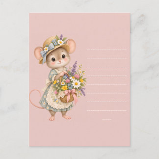 Cartão Postal Cesta de Flores Silvestres do Pequeno Rato