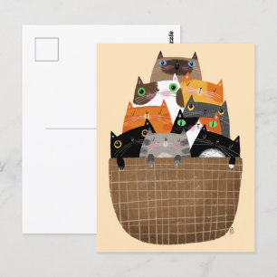 Cartão Postal Cesta de Kittens